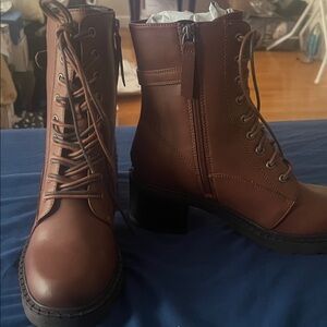 Zodiac Chestnut Lace-Up Combat Boots